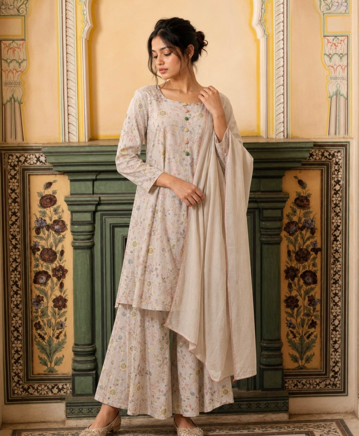 Pastel noor floral kurta set