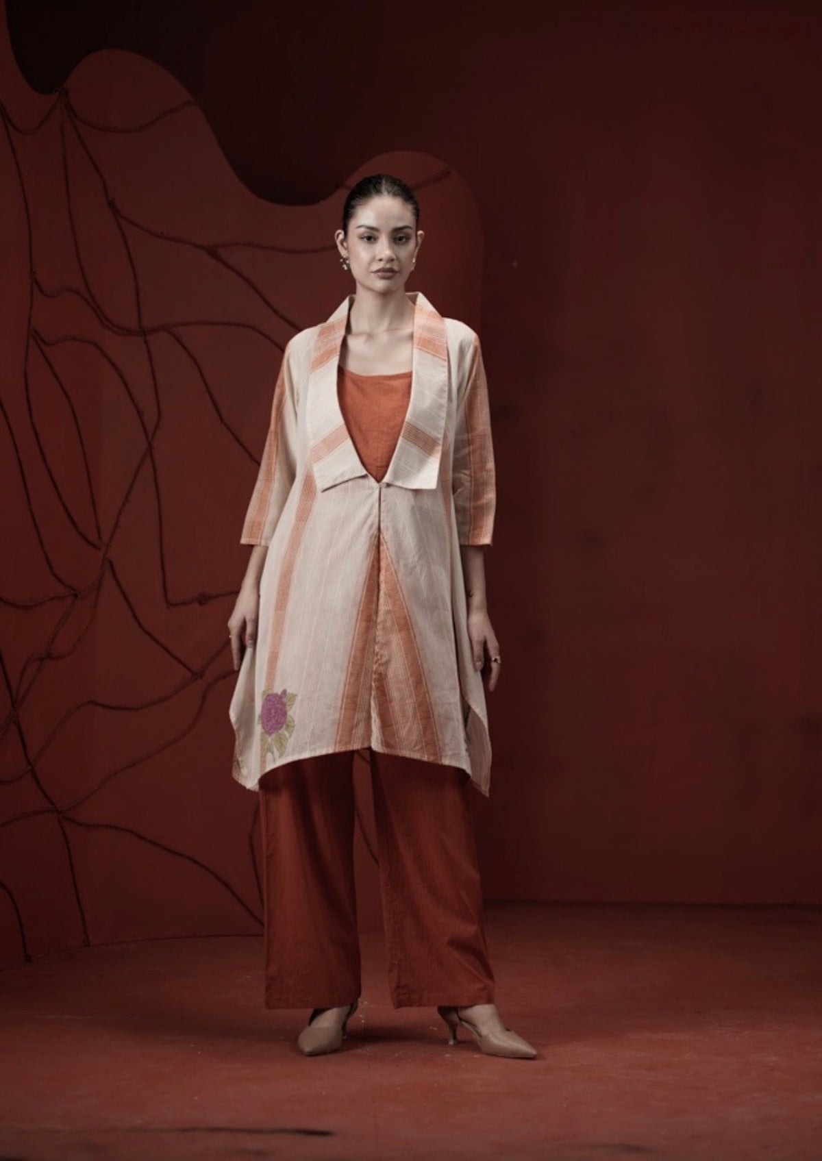 Terracotta noor overlay kurta set