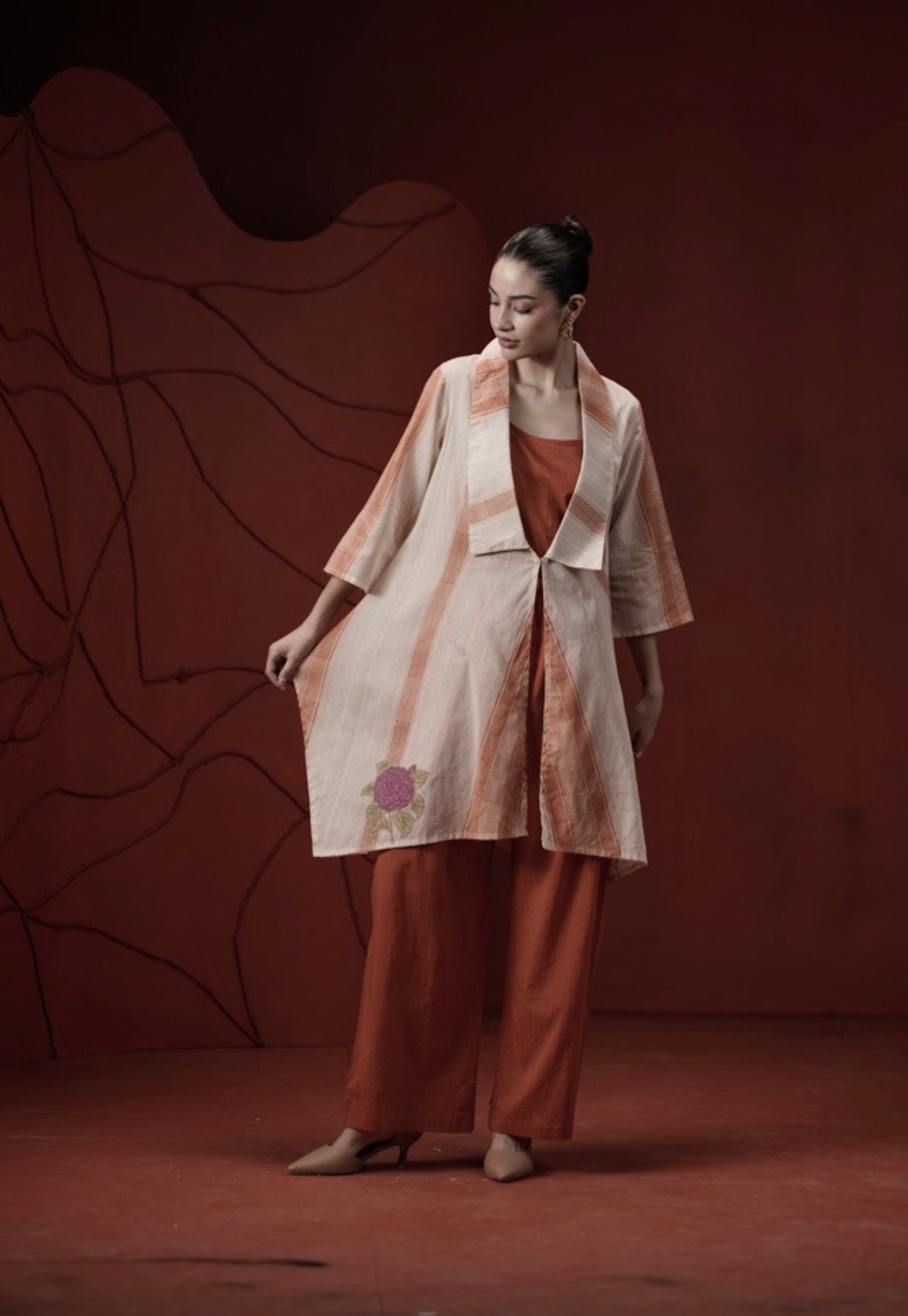 Terracotta noor overlay kurta set