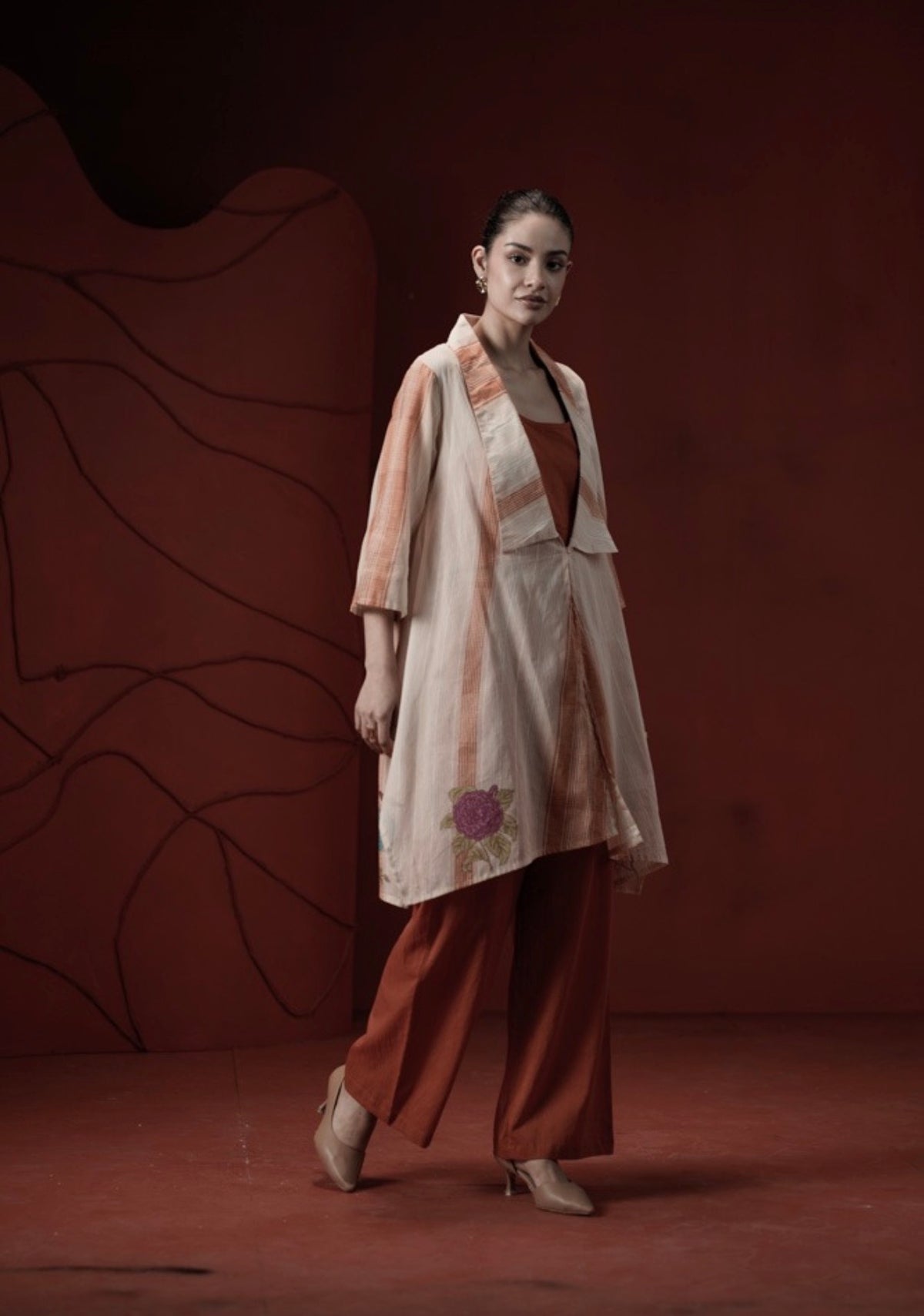 Terracotta noor overlay kurta set