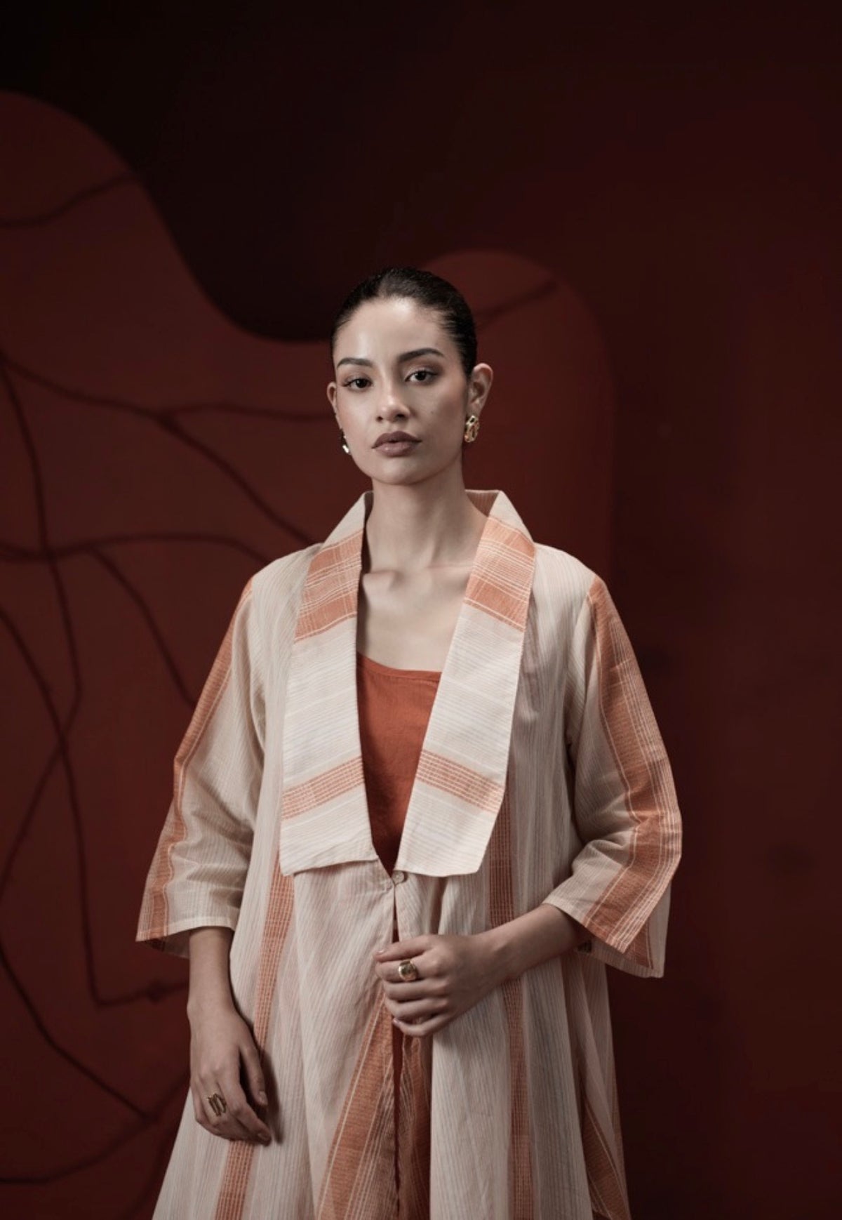Terracotta noor overlay kurta set
