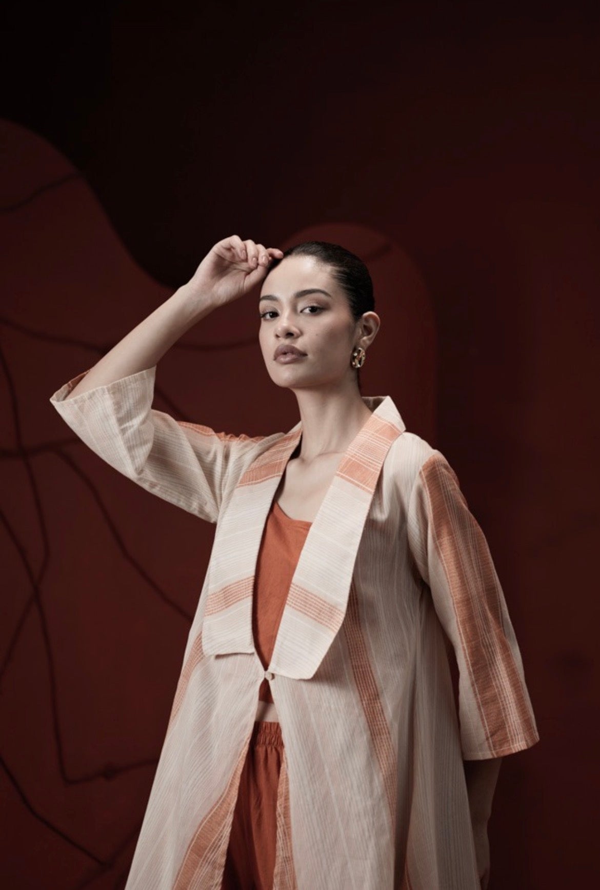 Terracotta noor overlay kurta set