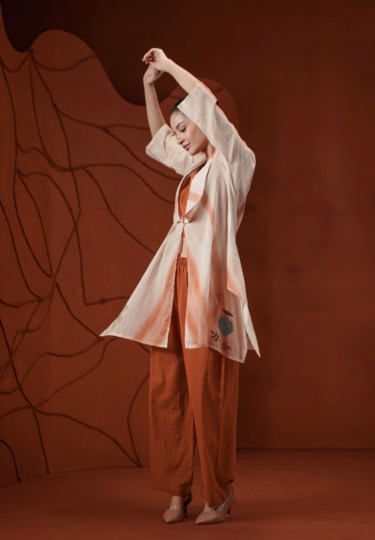 Terracotta noor overlay kurta set