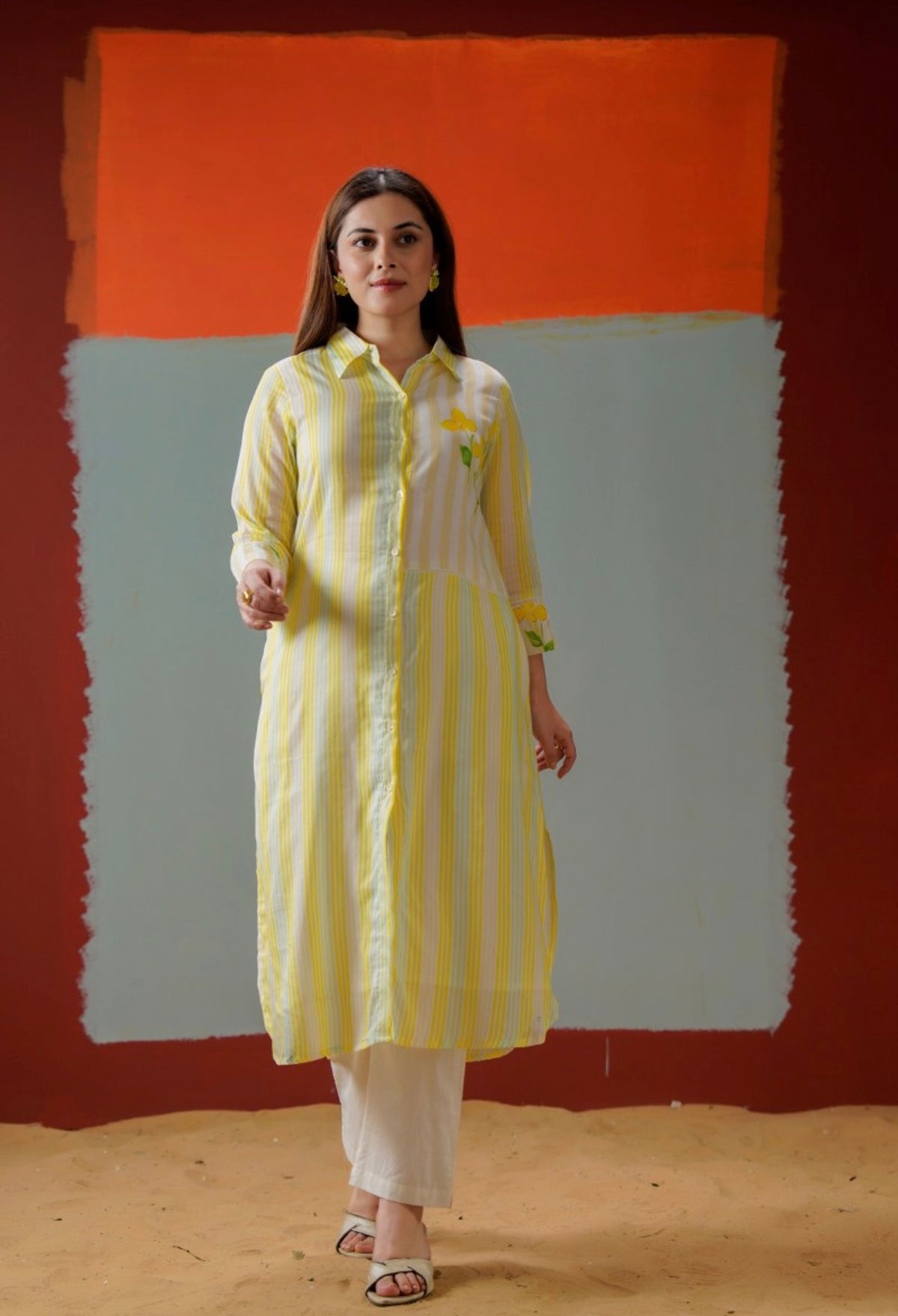 Citrus bloom stripe kurta set