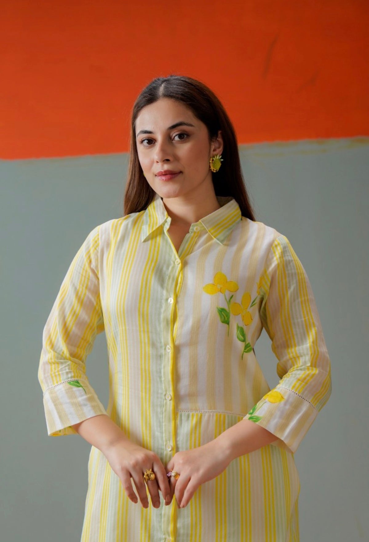 Citrus bloom stripe kurta set