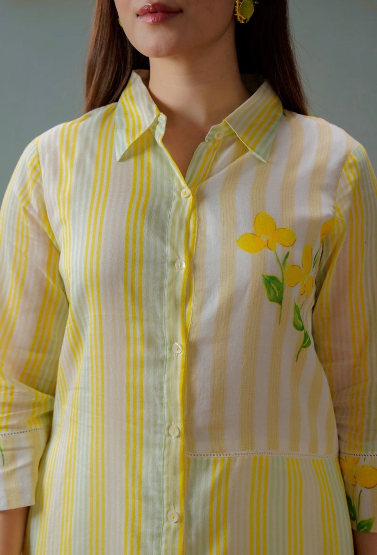Citrus bloom stripe kurta set