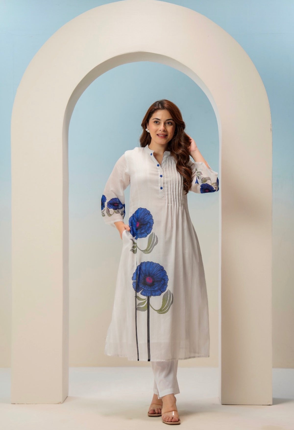 Indigo poppy grace kurta set