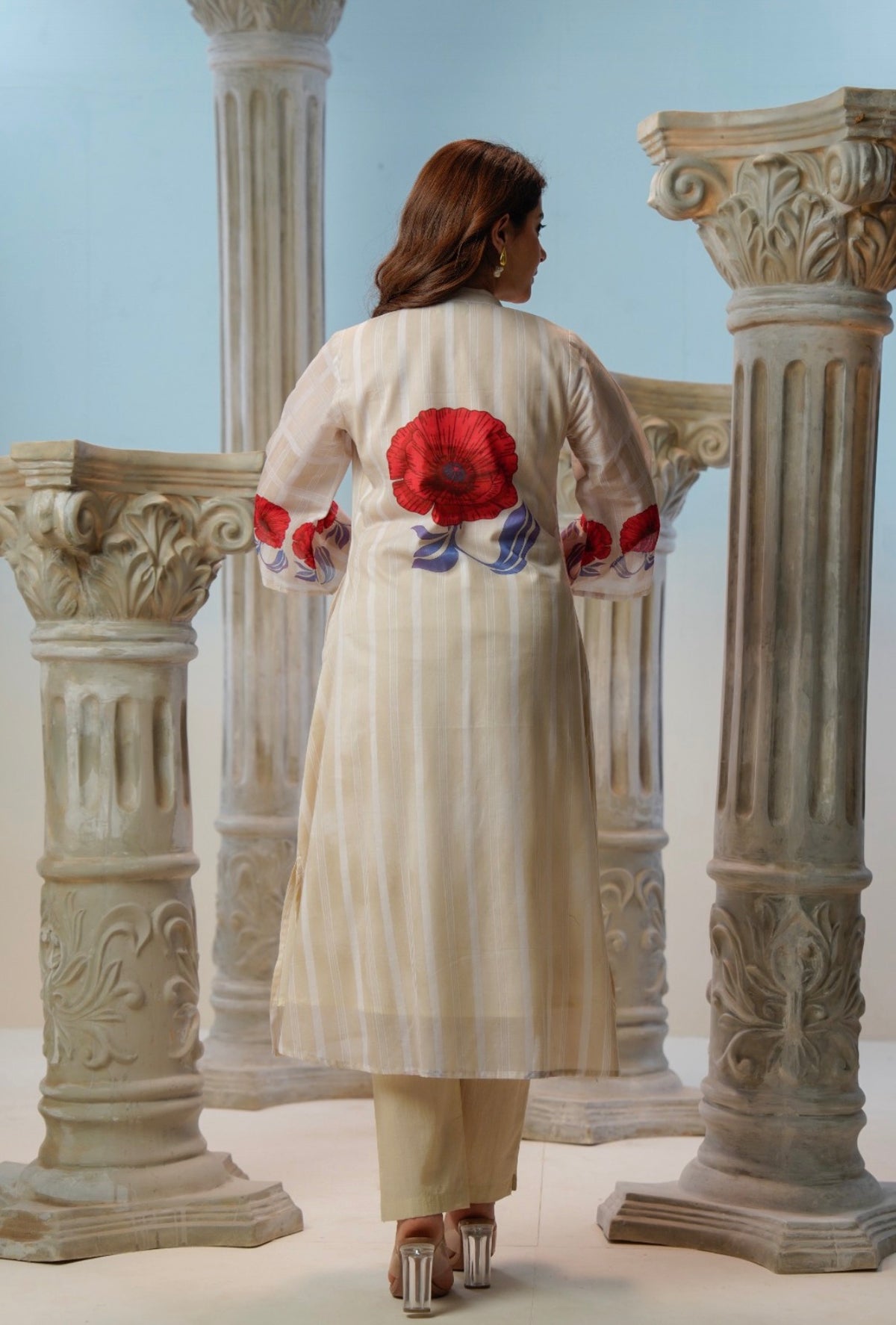 Ivory poppy grace kurta set