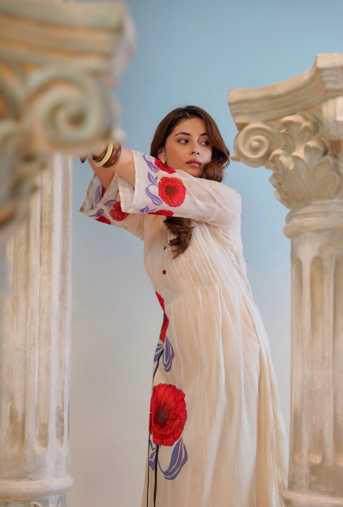 Ivory poppy grace kurta set