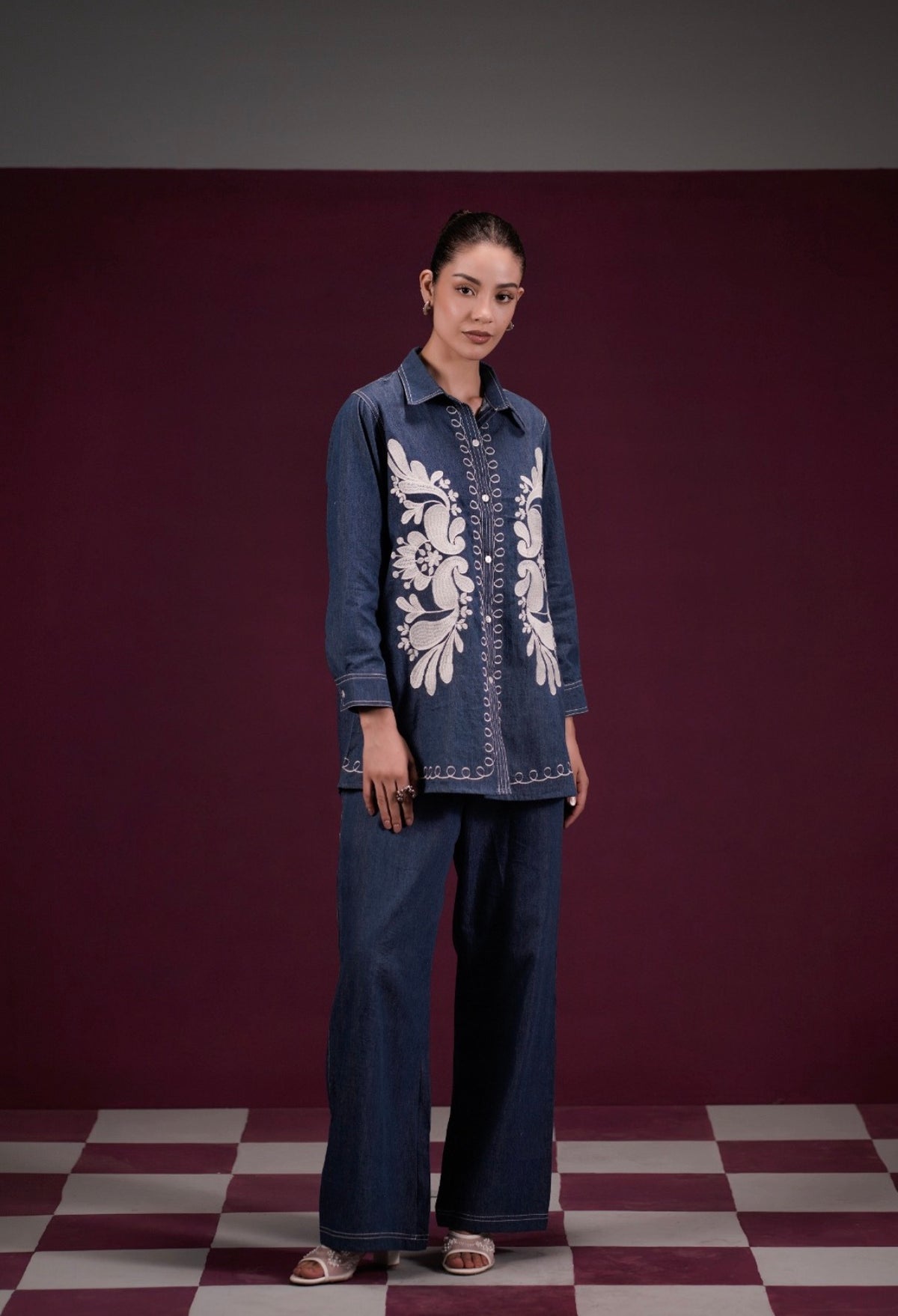 Chic denim applique co-ord set