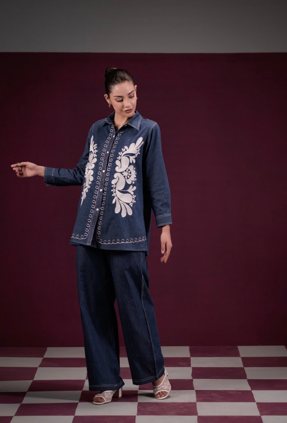 Chic denim applique co-ord set