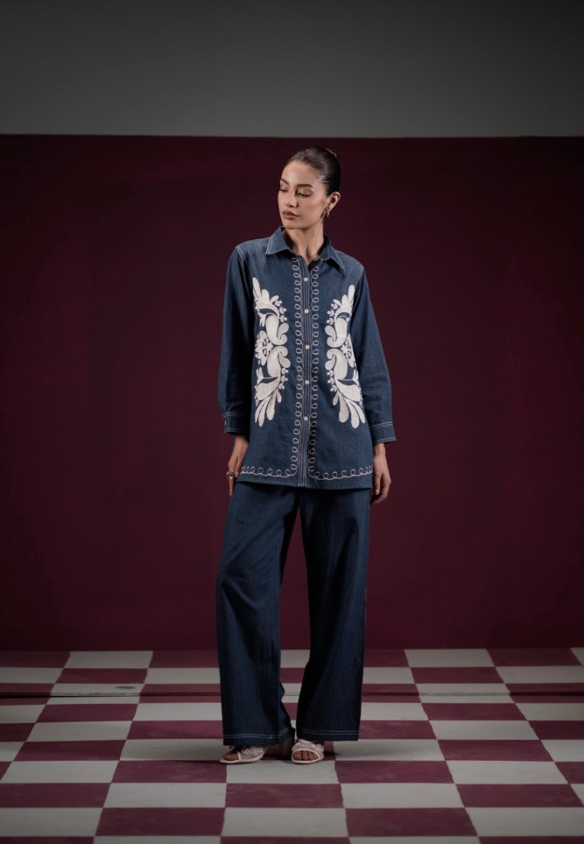 Chic denim applique co-ord set