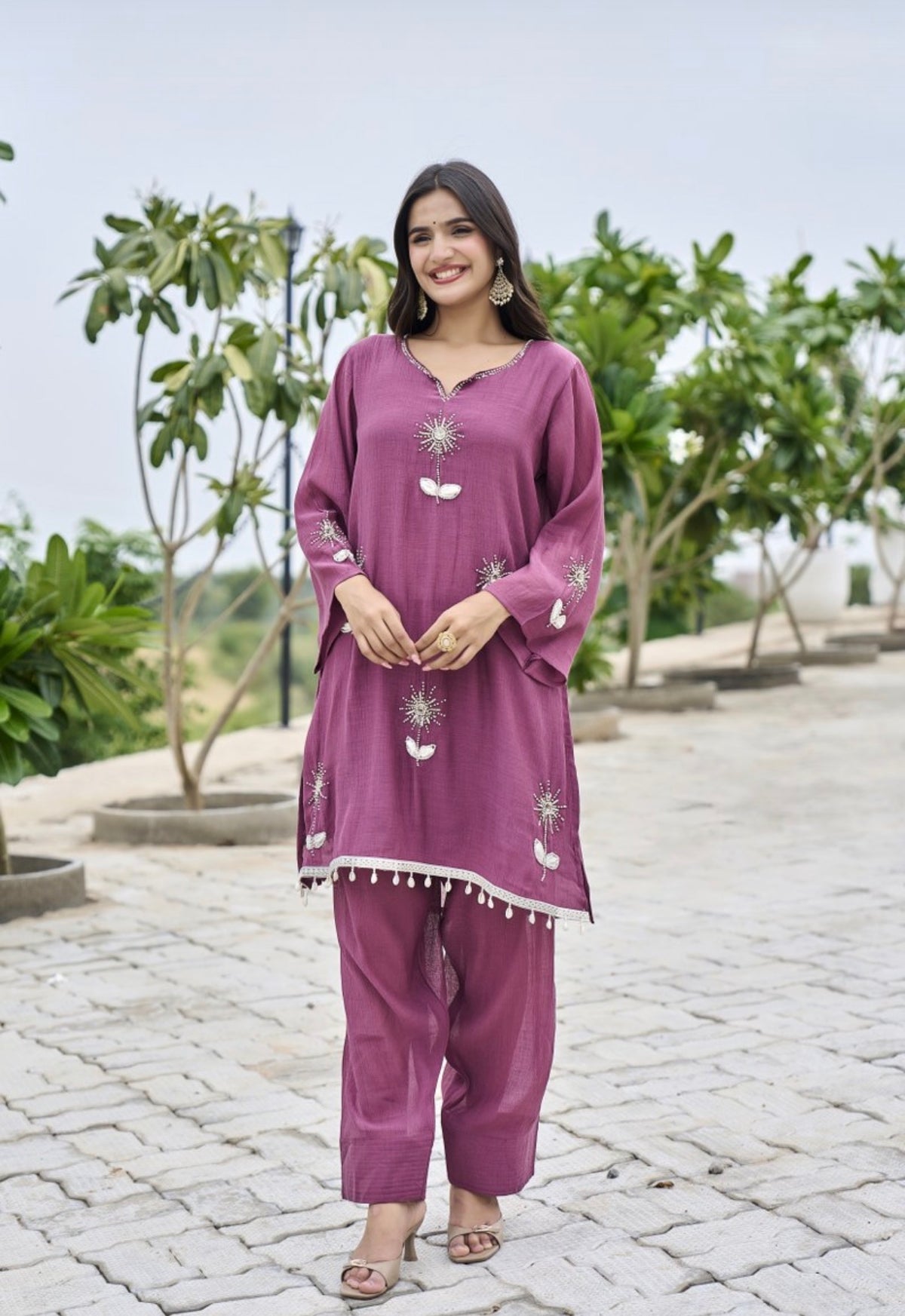 Mauve dandelion bloom suit set