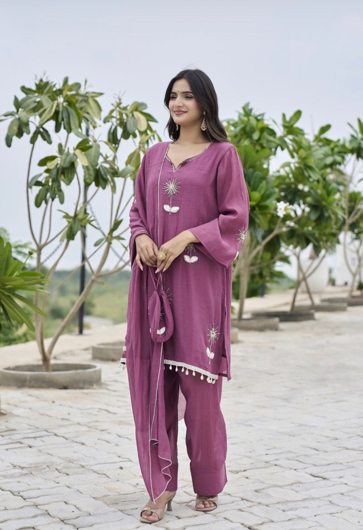 Mauve dandelion bloom suit set