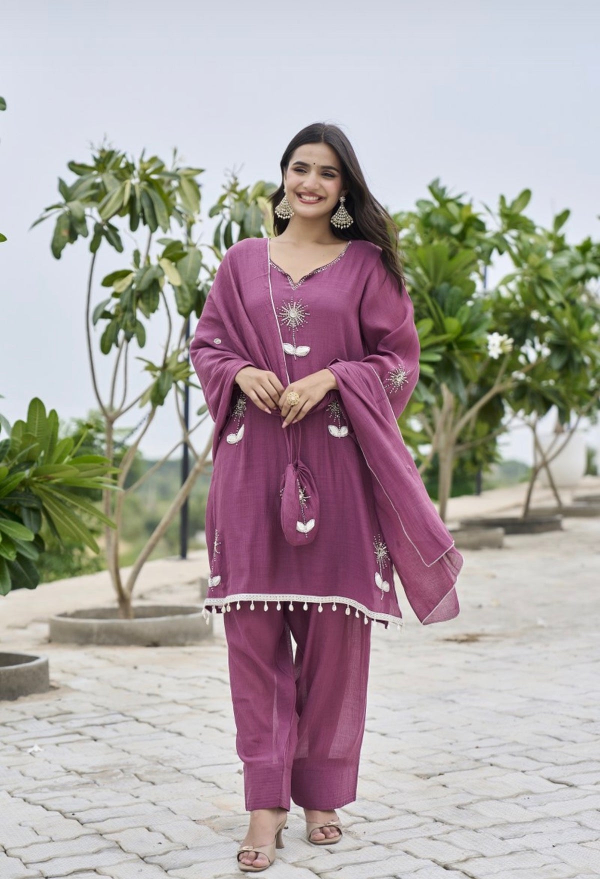 Mauve dandelion bloom suit set