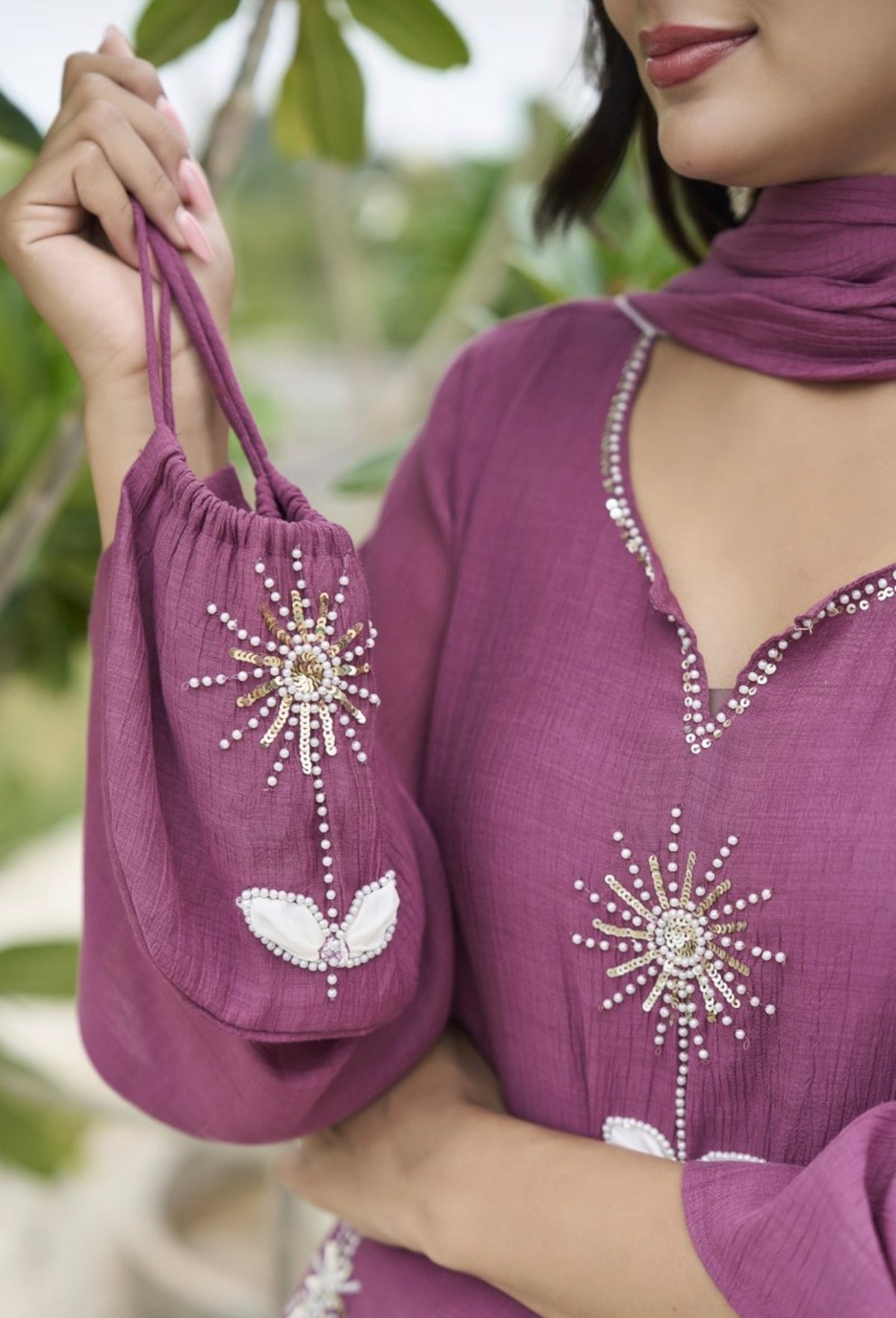 Mauve dandelion bloom suit set