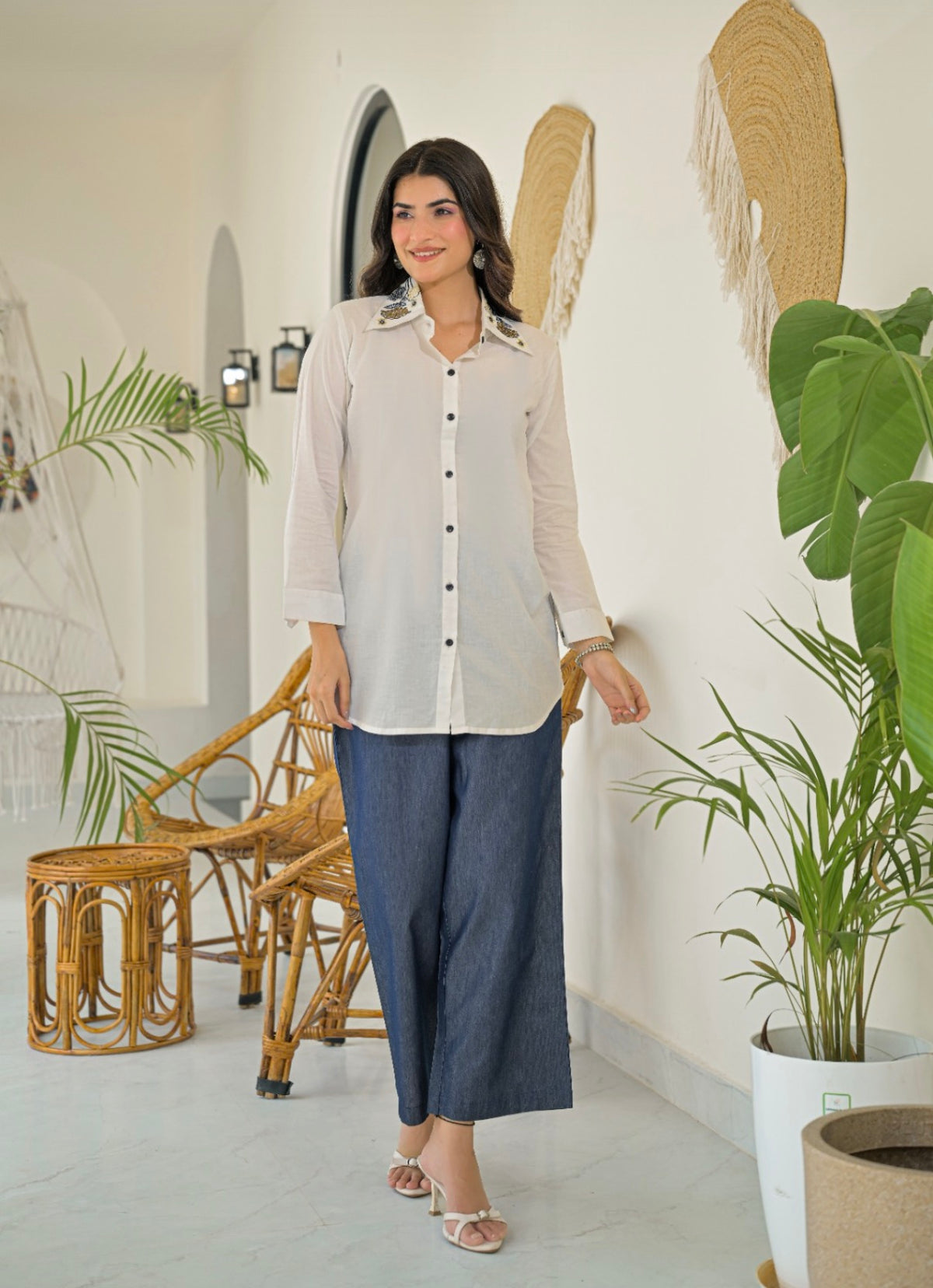 Indigo flora denim fusion co-ord set