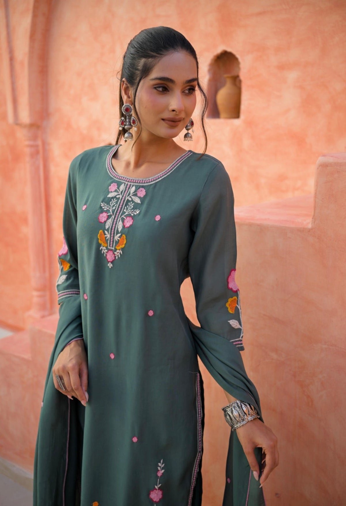 Deep pine bloom suit set