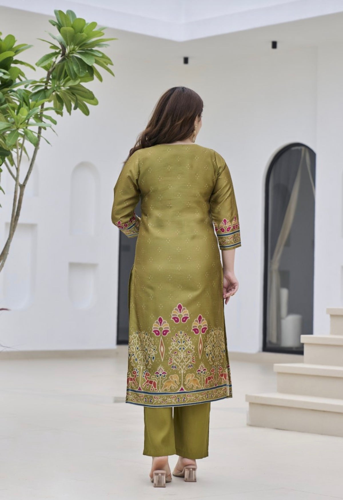 Traditional olive grace suit set