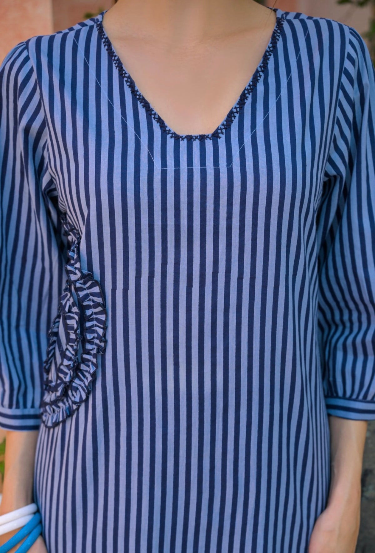 Midnight bloom blush stripe kurta set