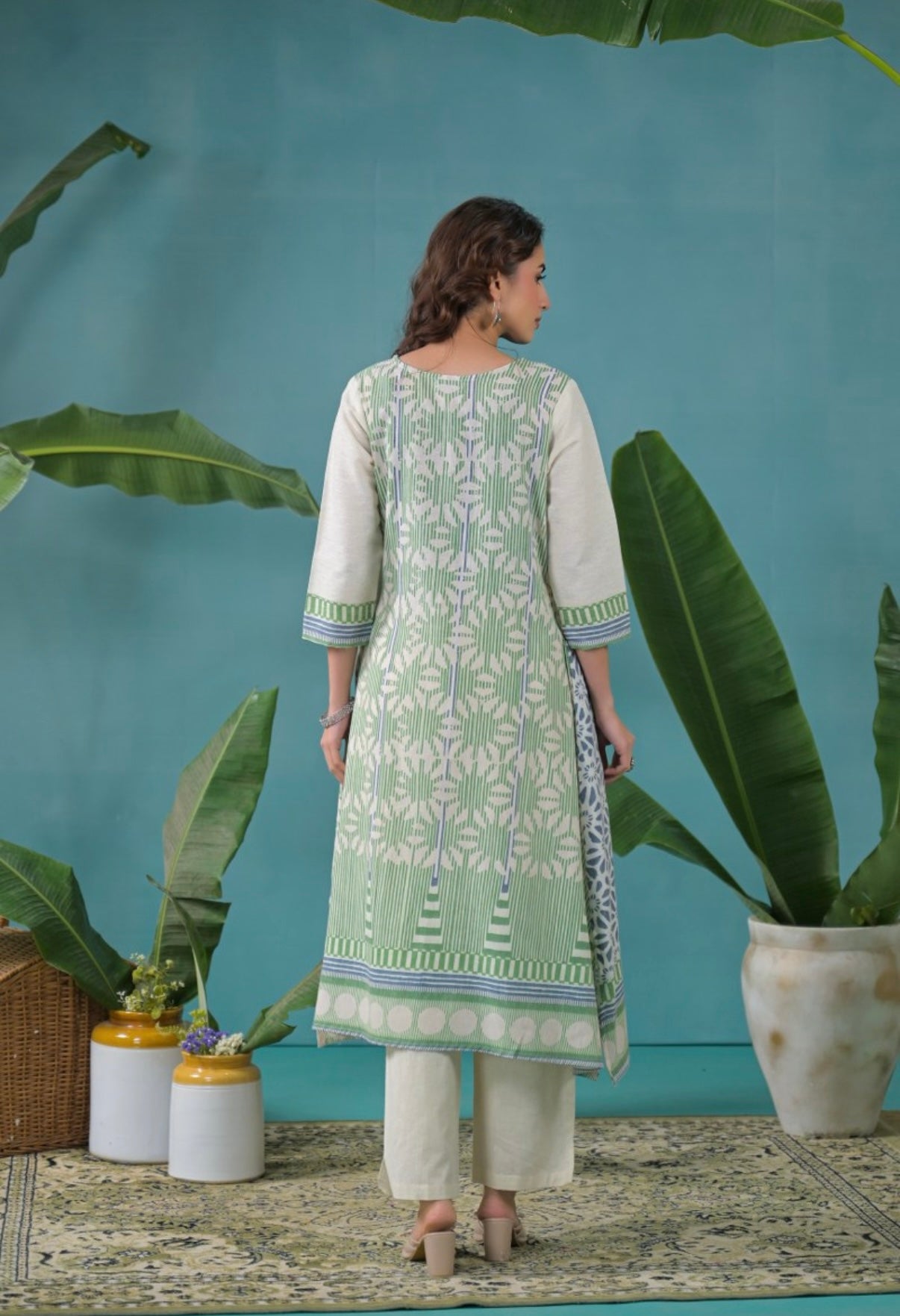 Mint Fern Elegance Kurta Set