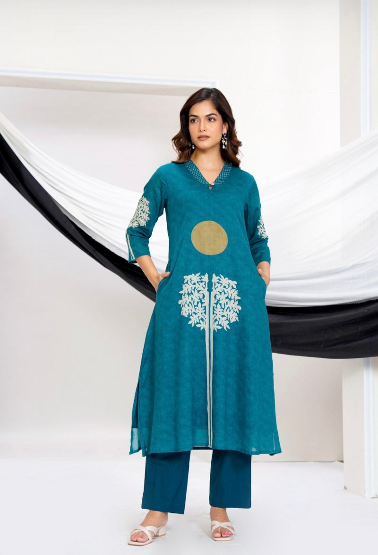 Celestial Grove Teal Kurta Set