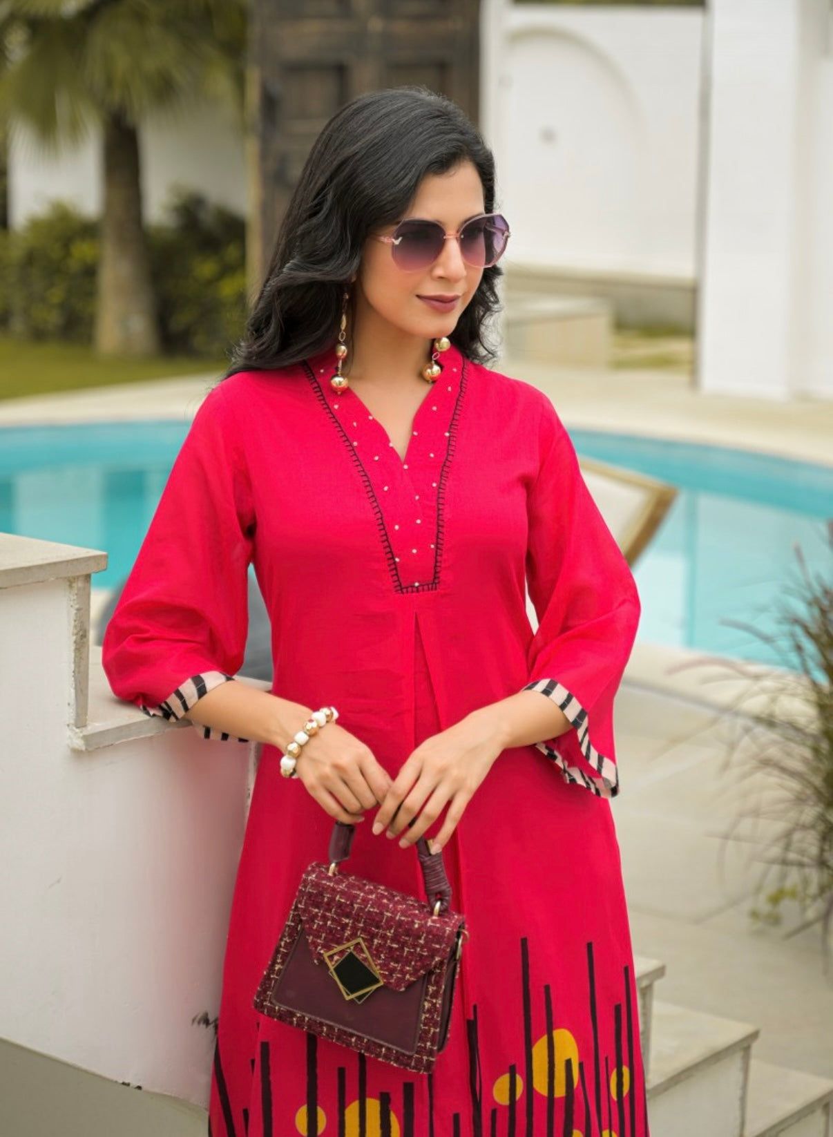 Bold Beat Crimson Kurta Set