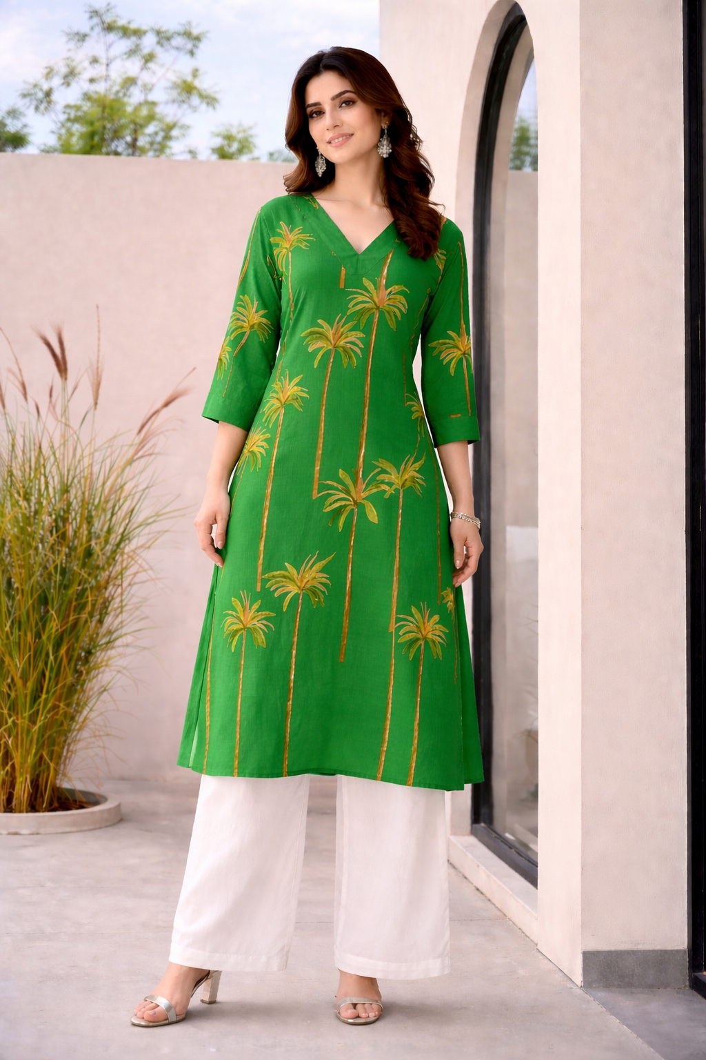 Verdant Oasis Palm Kurta Set