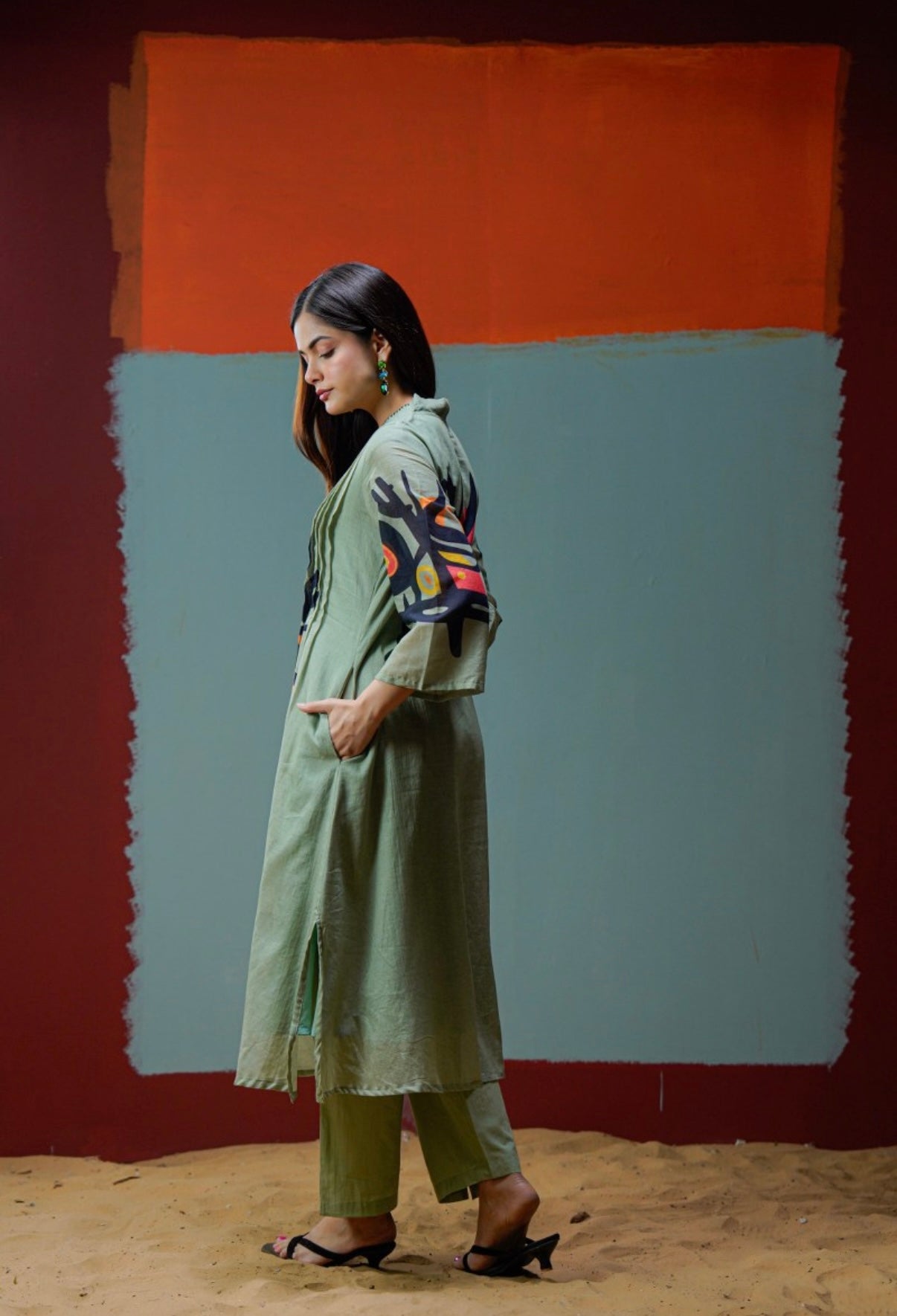 Sage Canvas Artistic Ensemble Kurta Set