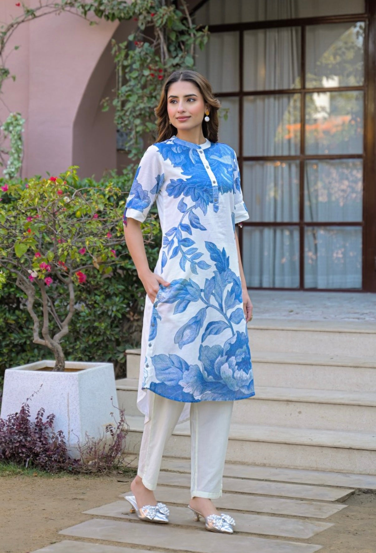 Coastal Blossom Ivory Kurta Set