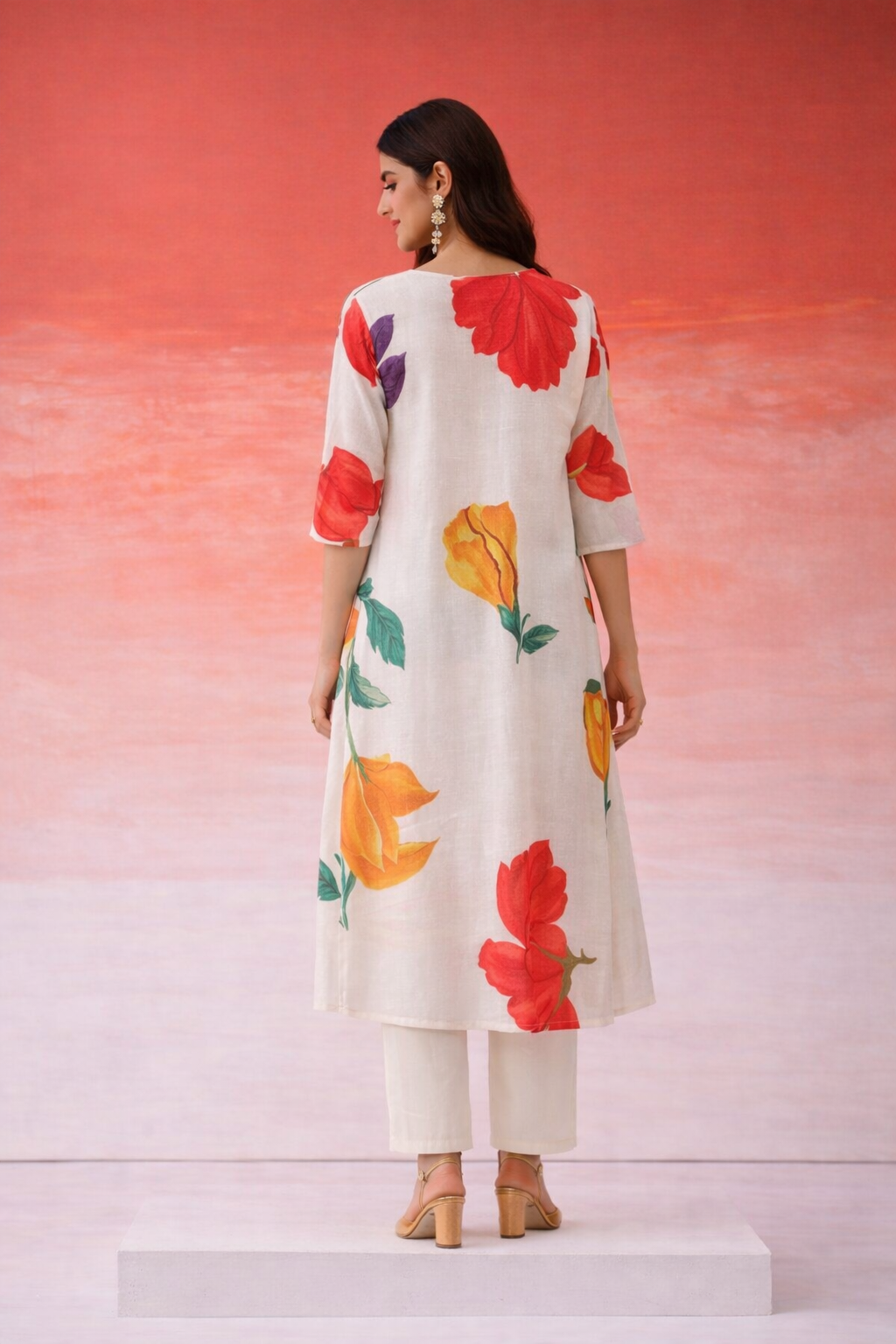 Blossoms at Sunset Ivory Kurta Set