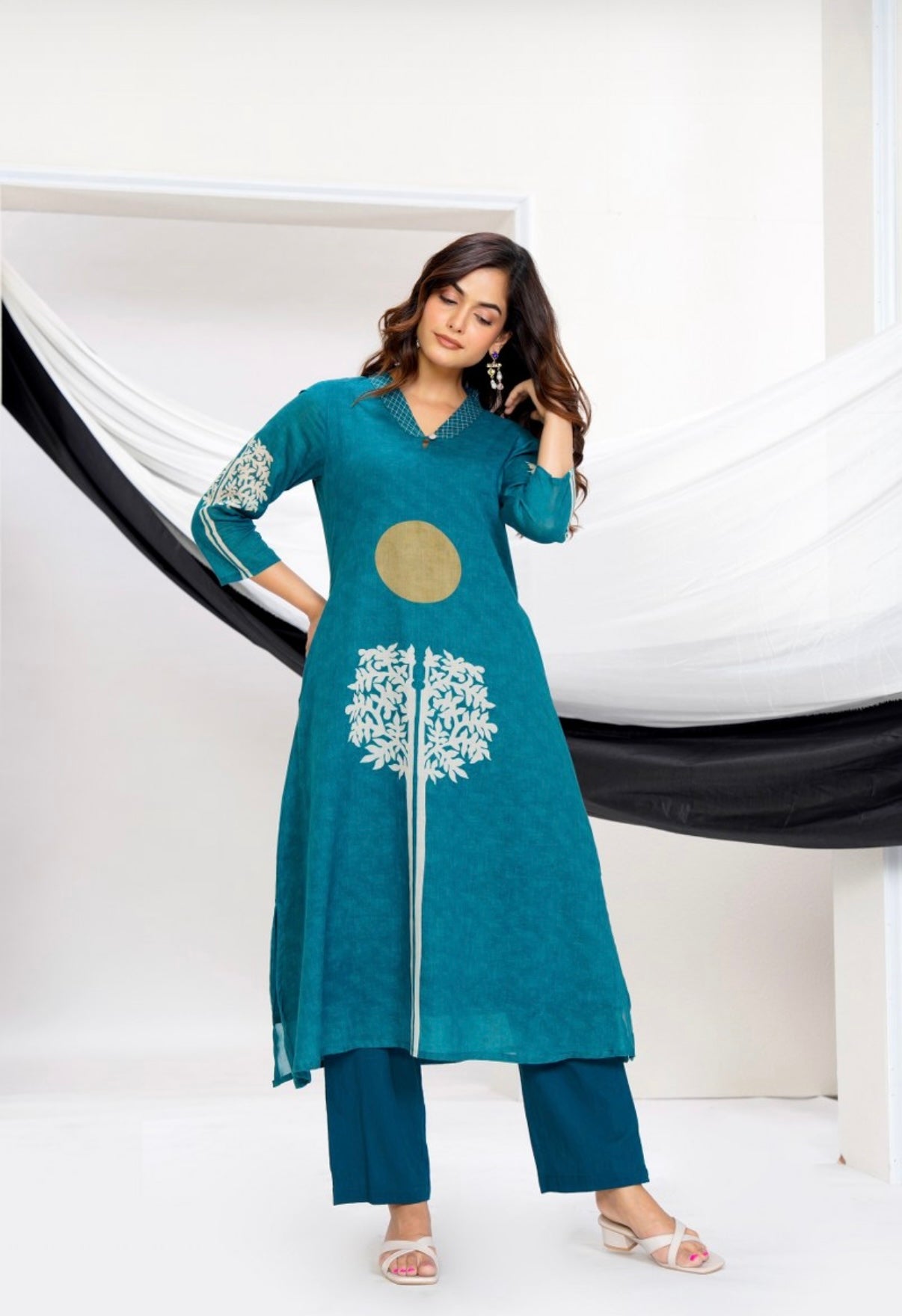 Celestial Grove Teal Kurta Set
