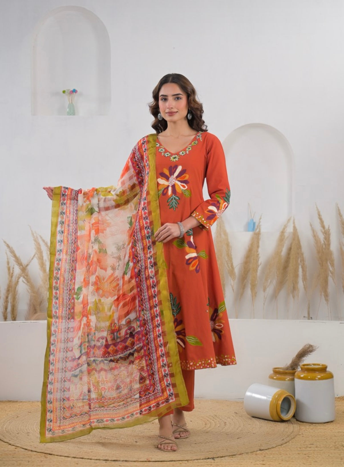 Rust Petals Grace Kurta Set