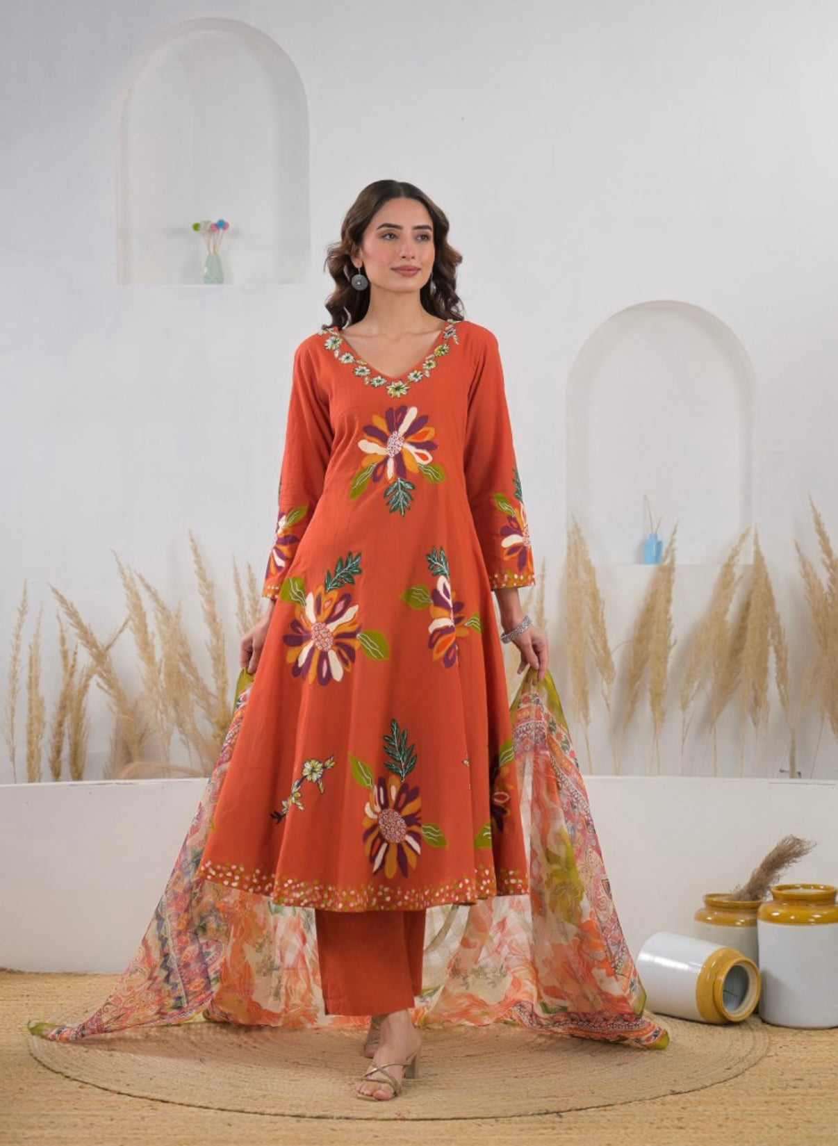 Rust Petals Grace Kurta Set