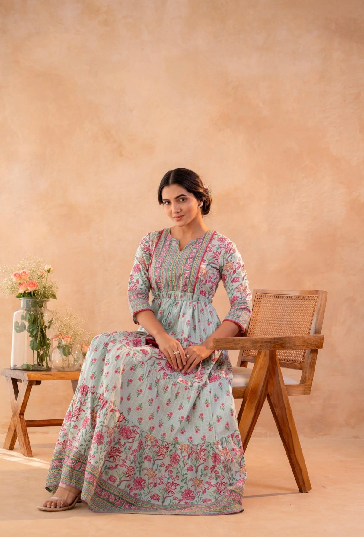 Pastel Petal Symphony Maxi Dress