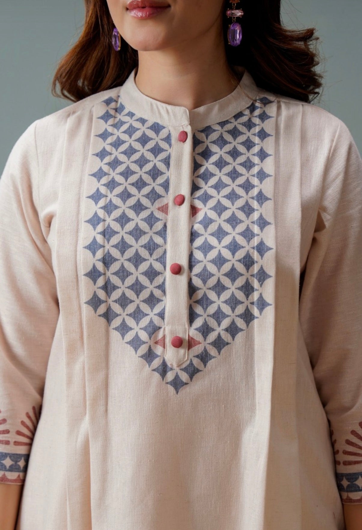 Rust & Slate Ivory Printed Kurta Set