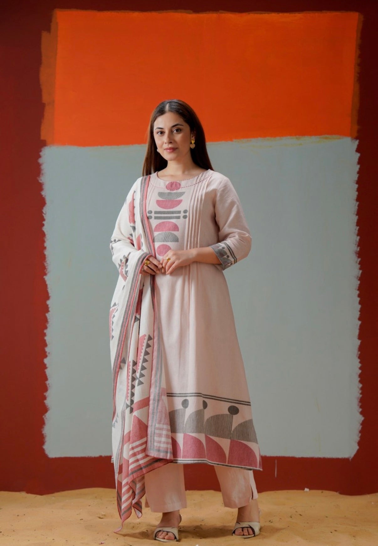 Desert Rose Ivory Printed Kurta Set