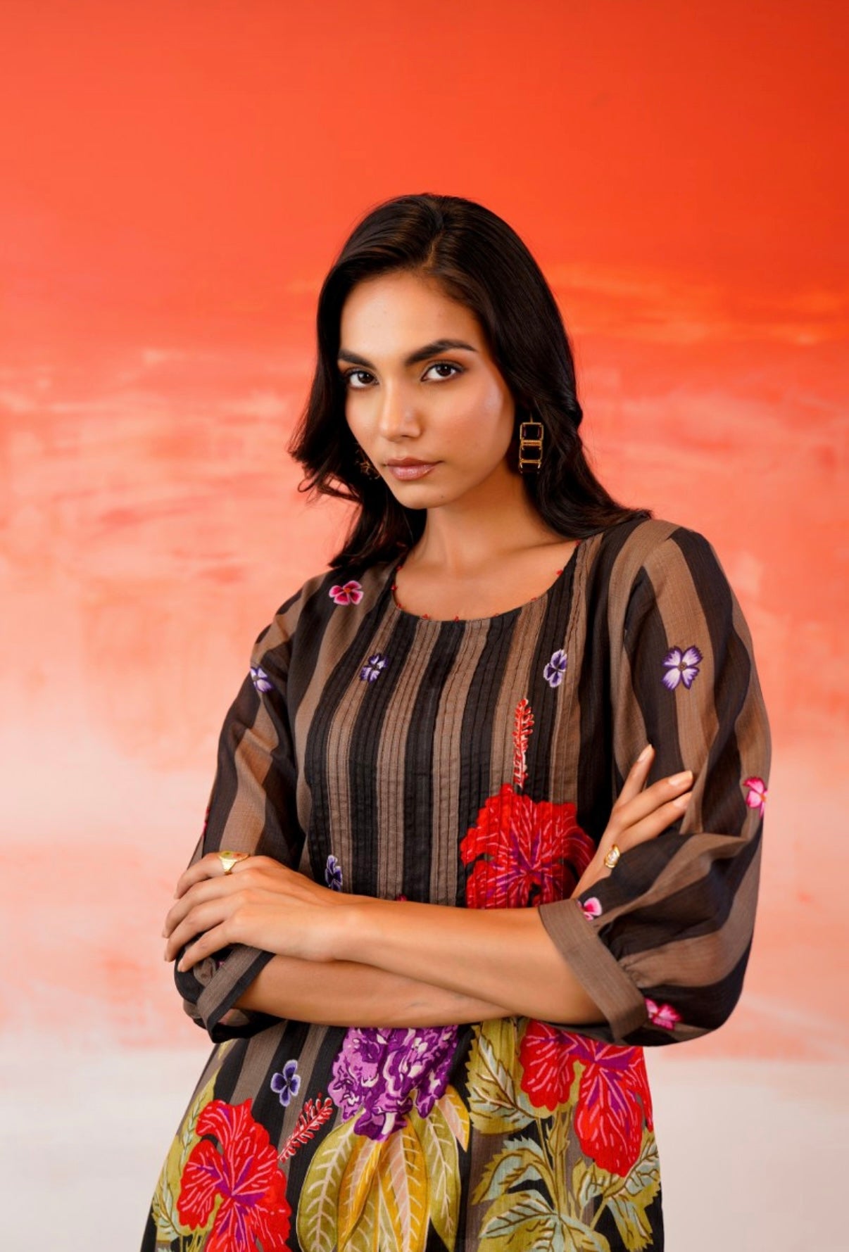 Autumn Petals Printed Kurta Set