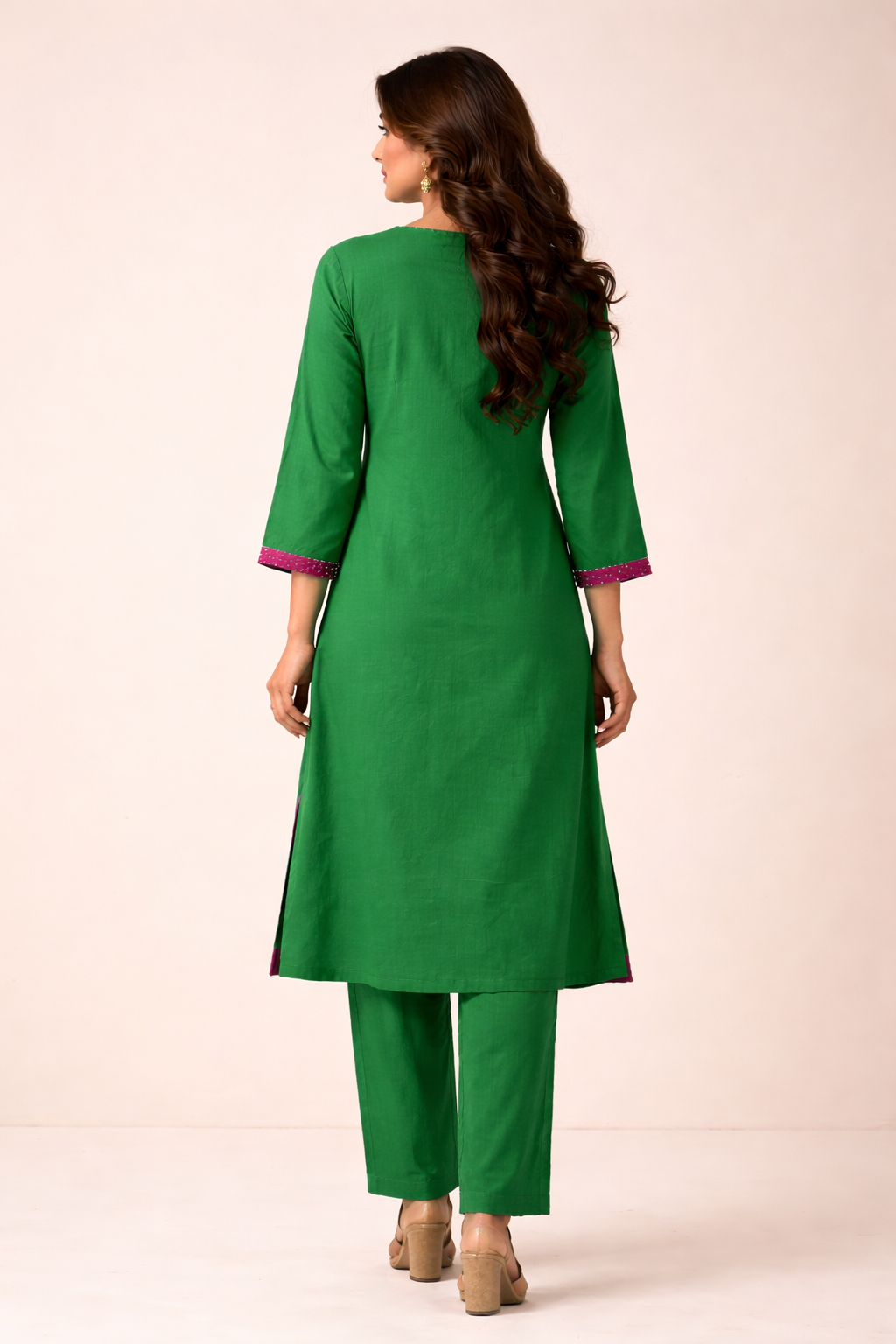 Emerald Grace Pearl-Embellished Kurta Set