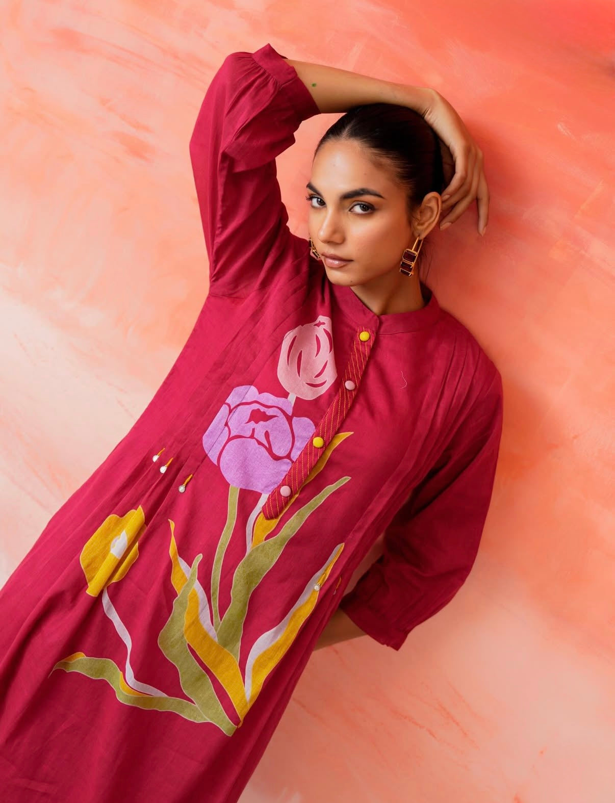 Gulnaar Crimson Cotton Kurta