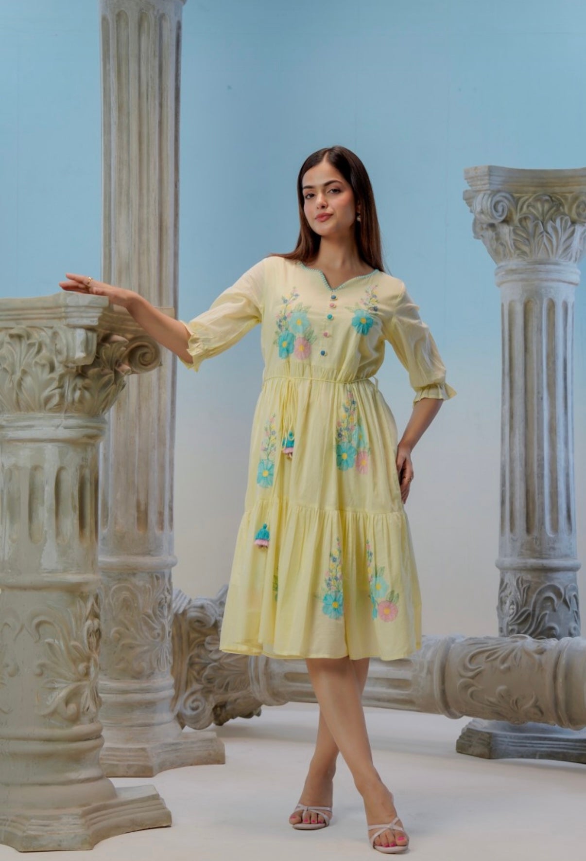 Buttercup Garden Embroidered Midi Dress