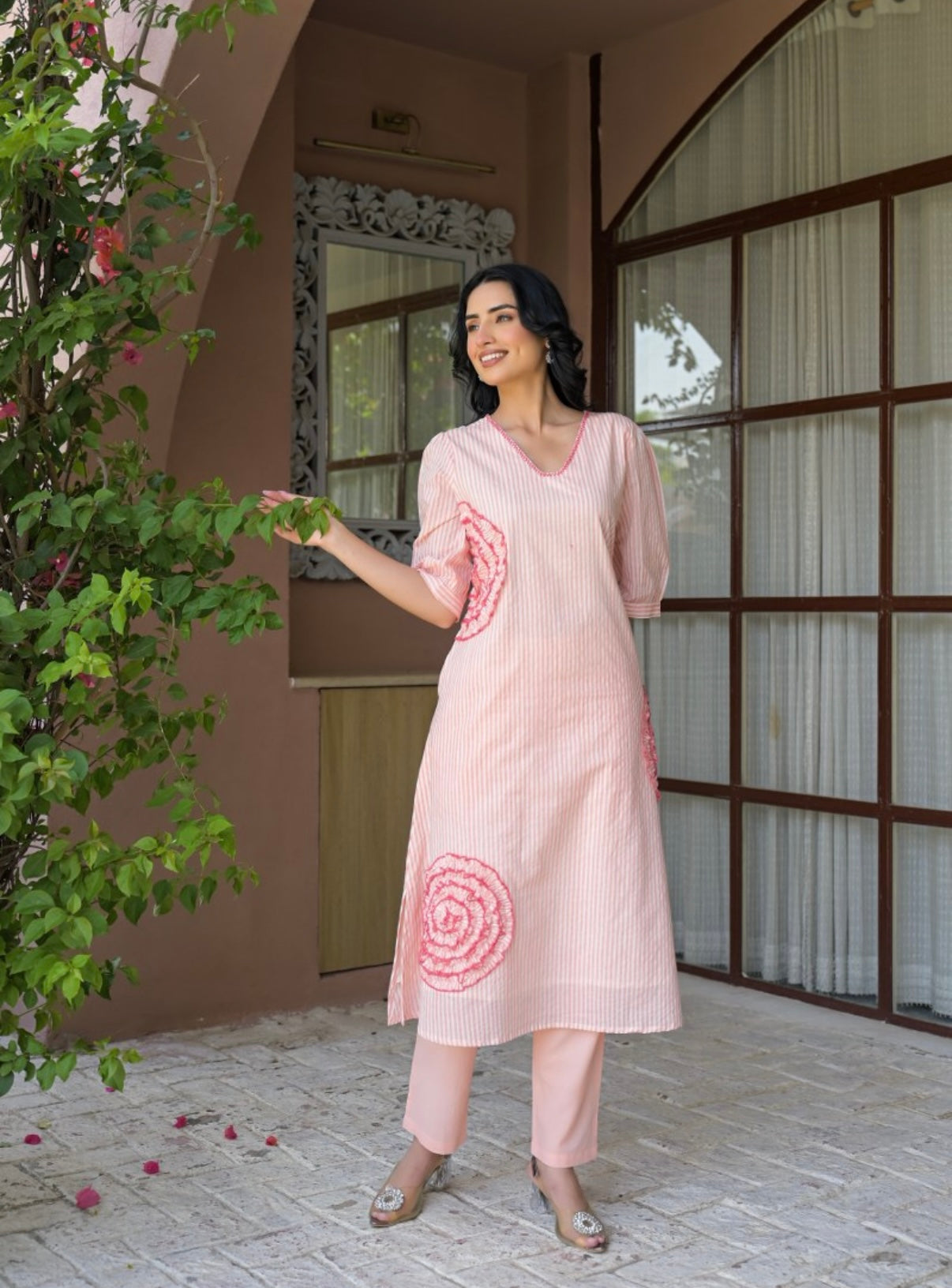 Soft Blush Bloom Kurta Set