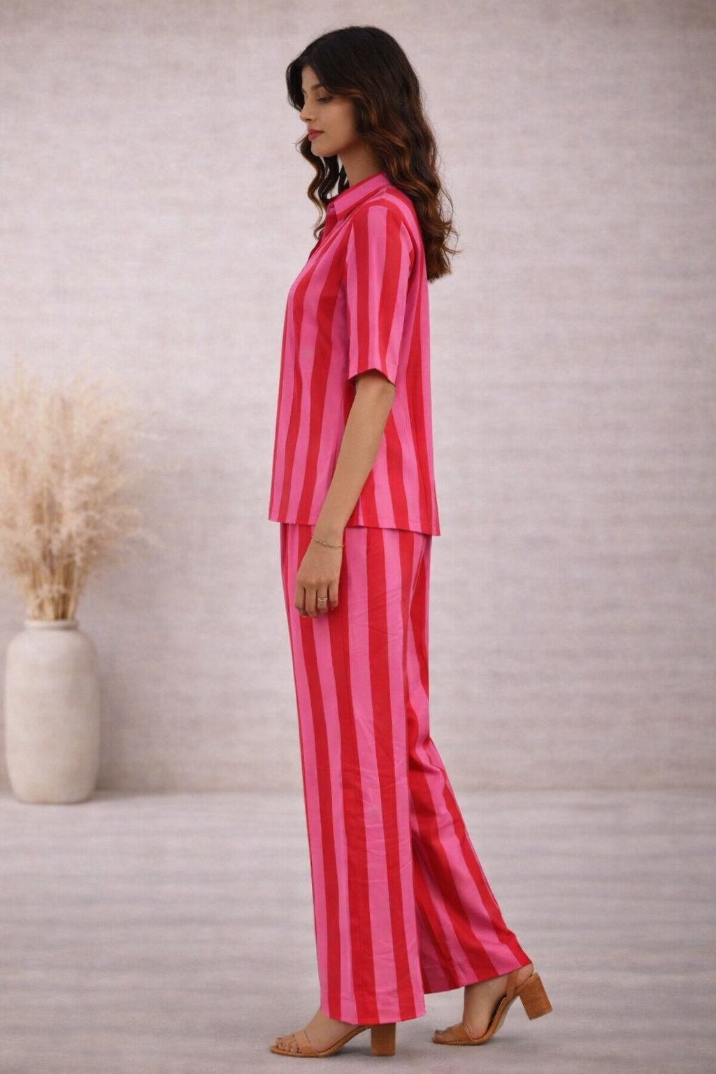 Flamingo Stripe Cotton Co-ord Set