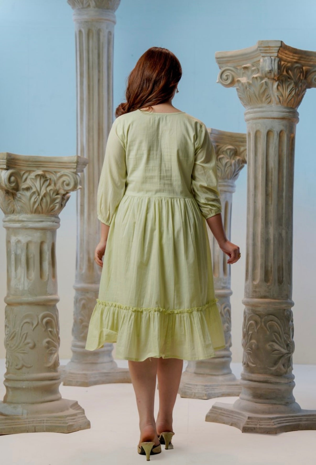 Citrus Bloom Flowy Cotton Dress