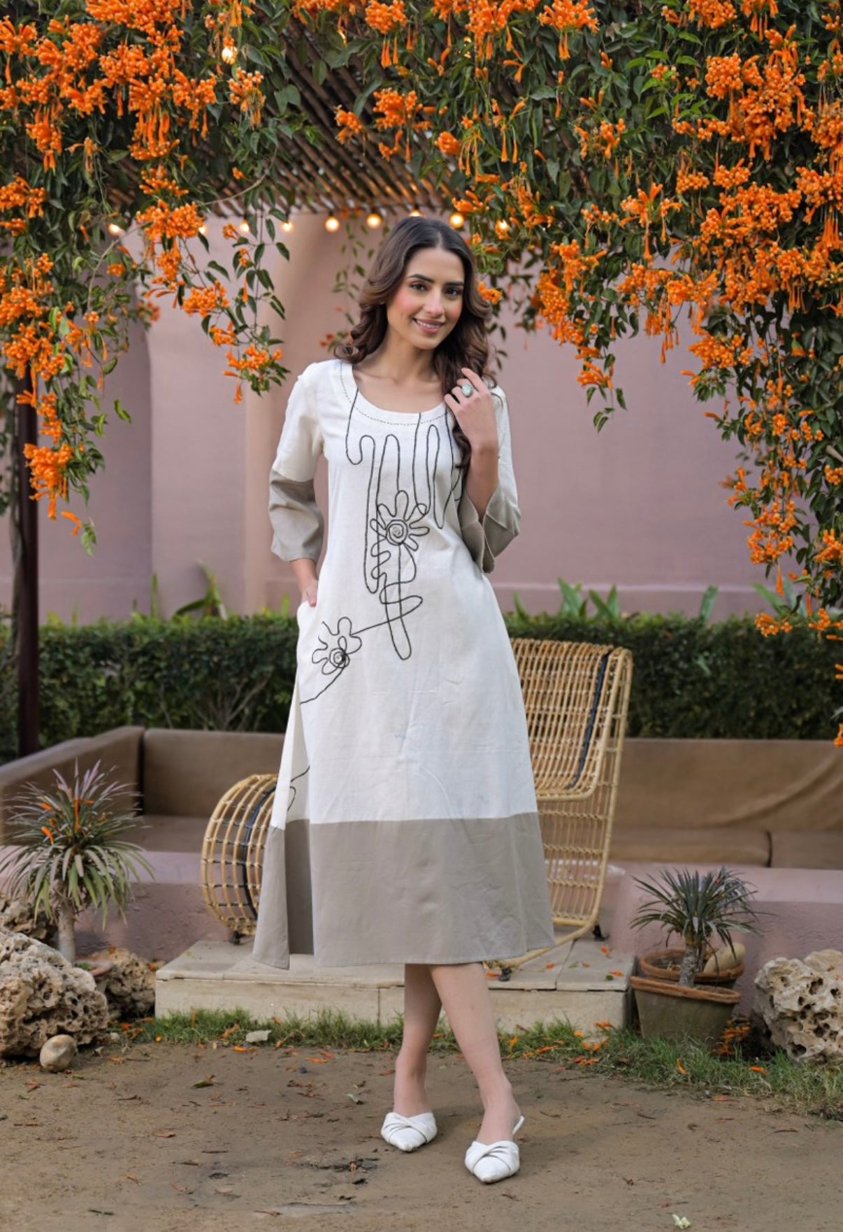 Ivory Linebloom Art Dress