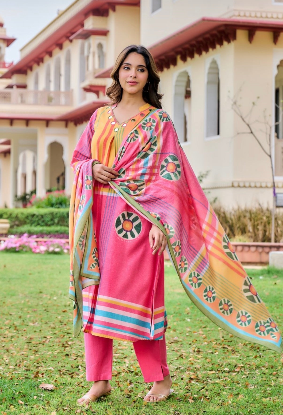 Coral Bloom Serenity Kurta Set