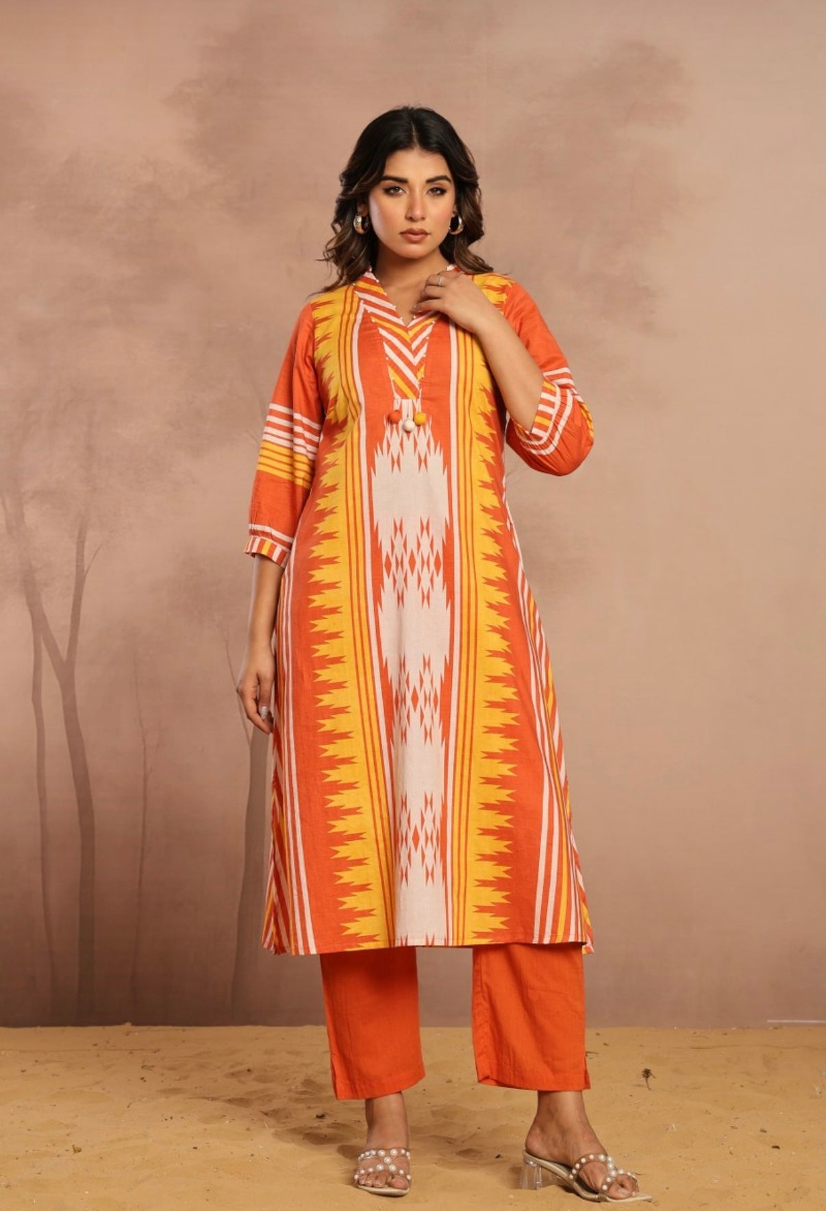 Amber Utsav Saffron Kurta Set
