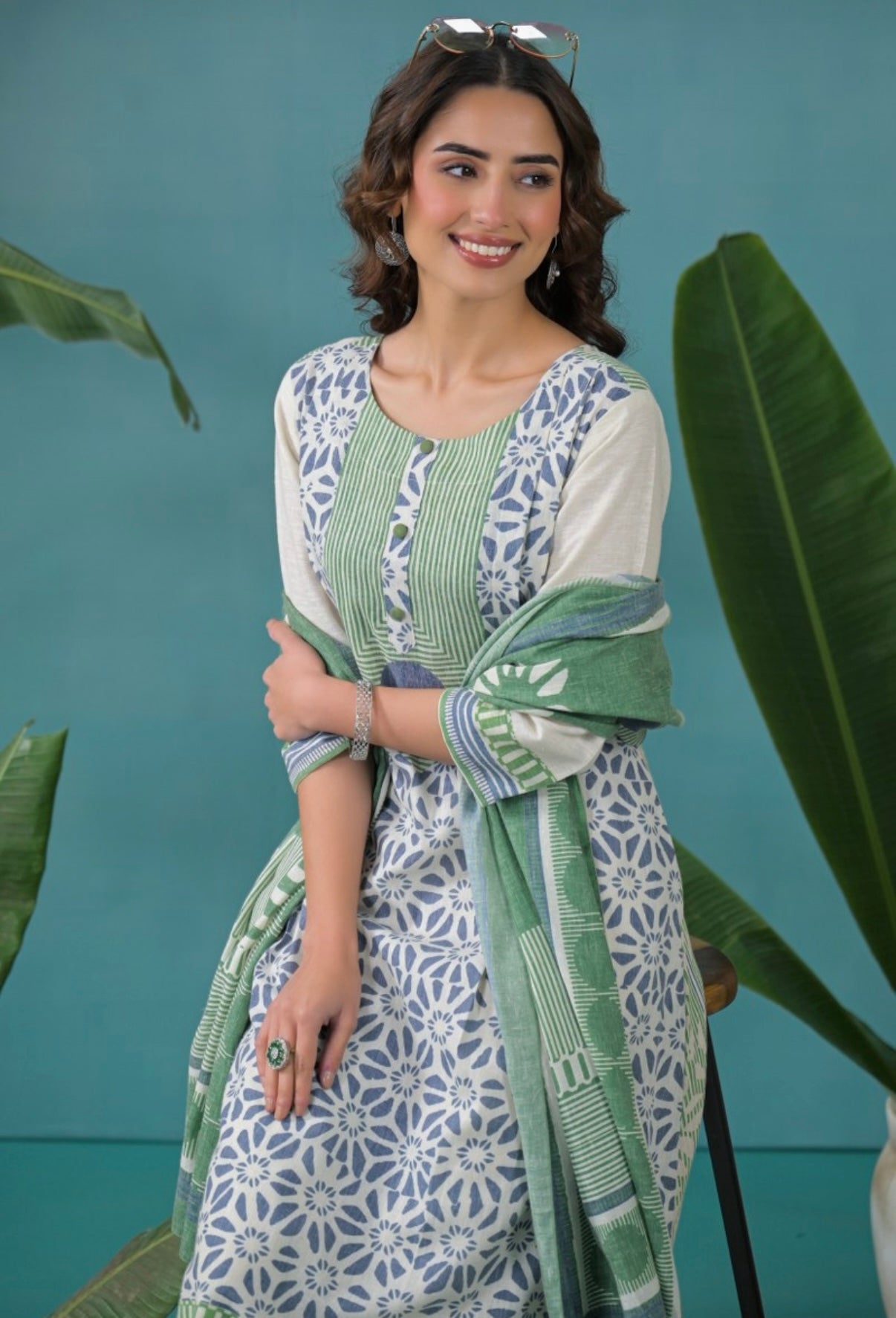 Mint Fern Elegance Kurta Set