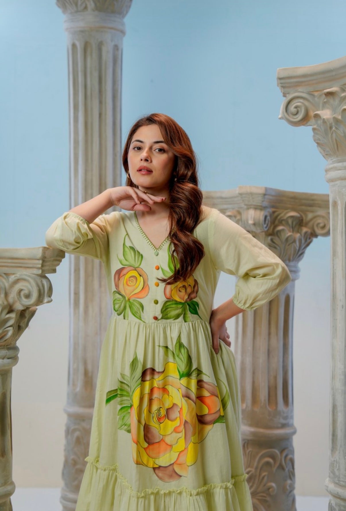 Citrus Bloom Flowy Cotton Dress