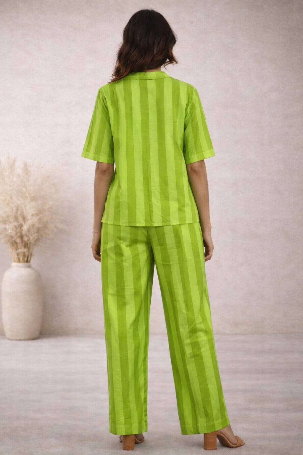 Lush Lime Stripe Cotton Co-ord Set